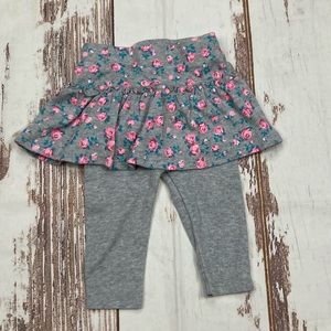 Garanimals Skort Leggings Floral Light Gray Sz 3-6M